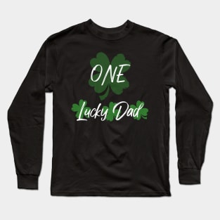 One Lucky Dad Funny Daddy Green Leaf Long Sleeve T-Shirt